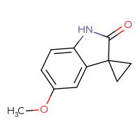 Chemical structure of 5'-methoxy-1',2'-dihydrospiro[cyclopropane-1,3'-indol]-2'-one - CSSB00010718228
