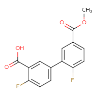 Chemical structure of 2',4-difluoro-5'-(methoxycarbonyl)-[1,1'-biphenyl]-3-carboxylic acid - CSSB00150700665