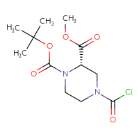 Chemical structure of 1-tert-butyl 2-methyl (2S)-4-(carbonochloridoyl)piperazine-1,2-dicarboxylate - CSSB14995754428