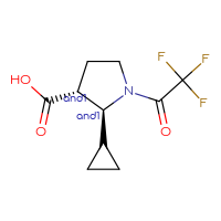 Chemical structure of rac-(2R,3S)-2-cyclopropyl-1-(2,2,2-trifluoroacetyl)pyrrolidine-3-carboxylic acid - CSSB02516633601