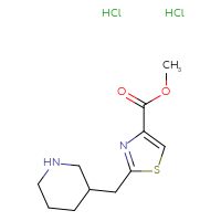 Chemical structure of methyl 2-[(piperidin-3-yl)methyl]-1,3-thiazole-4-carboxylate dihydrochloride - CSSB21043415639
