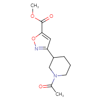 Chemical structure of methyl 3-(1-acetylpiperidin-3-yl)-1,2-oxazole-5-carboxylate - CSSB15071279528