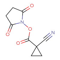 Chemical structure of 2,5-dioxopyrrolidin-1-yl 1-cyanocyclopropane-1-carboxylate - CSSB02518677538