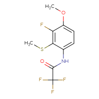 Chemical structure of 2,2,2-trifluoro-N-[3-fluoro-4-methoxy-2-(methylsulfanyl)phenyl]acetamide - CSSB03439809855