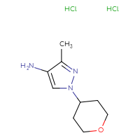 Chemical structure of 3-methyl-1-(oxan-4-yl)-1H-pyrazol-4-amine dihydrochloride - CSSB00025784544
