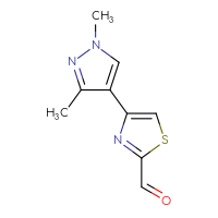Chemical structure of 4-(1,3-dimethyl-1H-pyrazol-4-yl)-1,3-thiazole-2-carbaldehyde - CSSB00012235067