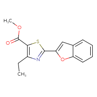 Chemical structure of methyl 2-(1-benzofuran-2-yl)-4-ethyl-1,3-thiazole-5-carboxylate - CSSB00102864419