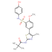 Chemical structure of N-(5-{3-[(4-hydroxyphenyl)sulfamoyl]-4-methoxyphenyl}-4-methyl-1,3-thiazol-2-yl)-2,2-dimethylpropanamide - CSSB00102527273