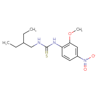 Chemical structure of 3-(2-ethylbutyl)-1-(2-methoxy-4-nitrophenyl)thiourea - CSSB21432495401