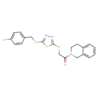 Chemical structure of 2-[(5-{[(4-chlorophenyl)methyl]sulfanyl}-1,3,4-thiadiazol-2-yl)sulfanyl]-1-(1,2,3,4-tetrahydroisoquinolin-2-yl)ethan-1-one - CSSB00121688673