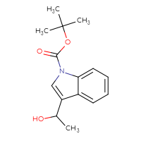 Chemical structure of tert-butyl 3-(1-hydroxyethyl)-1H-indole-1-carboxylate - CSSB00010410970