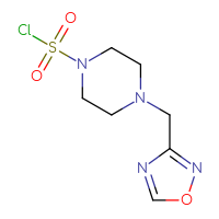 Chemical structure of 4-[(1,2,4-oxadiazol-3-yl)methyl]piperazine-1-sulfonyl chloride - CSSB14987122799