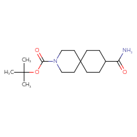 Chemical structure of tert-butyl 9-carbamoyl-3-azaspiro[5.5]undecane-3-carboxylate - CSSB02270737908