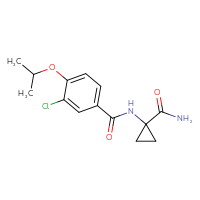 Chemical structure of N-(1-carbamoylcyclopropyl)-3-chloro-4-(propan-2-yloxy)benzamide - CSSB06477020059