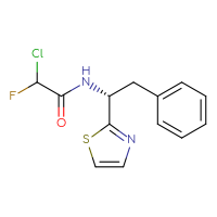 Chemical structure of 2-chloro-2-fluoro-N-[(1R)-2-phenyl-1-(1,3-thiazol-2-yl)ethyl]acetamide - CSSB21332120106