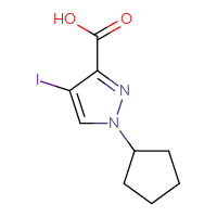 Chemical structure of 1-cyclopentyl-4-iodo-1H-pyrazole-3-carboxylic acid - CSSB00010781114