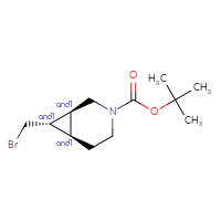 Chemical structure of rac-tert-butyl (1R,6S,7R)-7-(bromomethyl)-3-azabicyclo[4.1.0]heptane-3-carboxylate - CSSB20768155099