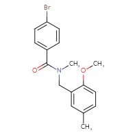 Chemical structure of 4-bromo-N-[(2-methoxy-5-methylphenyl)methyl]-N-methylbenzamide - CSSB00961423671