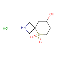 Chemical structure of 8-hydroxy-5λ⁶-thia-2-azaspiro[3.5]nonane-5,5-dione hydrochloride - CSSB20621793004