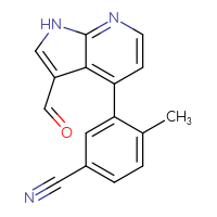 Chemical structure of 3-{3-formyl-1H-pyrrolo[2,3-b]pyridin-4-yl}-4-methylbenzonitrile - CSSB06585582806