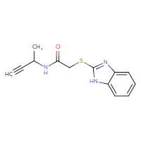 Chemical structure of 2-(1H-1,3-benzodiazol-2-ylsulfanyl)-N-(but-3-yn-2-yl)acetamide - CSSB02004219263
