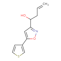 Chemical structure of 1-[5-(thiophen-3-yl)-1,2-oxazol-3-yl]but-3-en-1-ol - CSSB21246433295