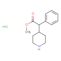 Chemical structure of methyl 2-phenyl-2-(piperidin-4-yl)acetate hydrochloride - CSSB02495338730