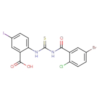 Chemical structure of 2-({[(5-bromo-2-chlorophenyl)formamido]methanethioyl}amino)-5-iodobenzoic acid - CSSB00102596174
