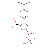 Chemical structure of (3S,4R)-1-[(tert-butoxy)carbonyl]-4-[4-(propan-2-yl)phenyl]pyrrolidine-3-carboxylic acid - CSSB00020628849