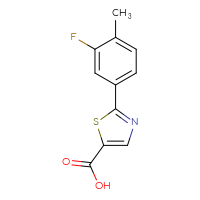 Chemical structure of 2-(3-fluoro-4-methylphenyl)-1,3-thiazole-5-carboxylic acid - CSSB00011266558