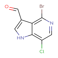 Chemical structure of 4-bromo-7-chloro-1H-pyrrolo[3,2-c]pyridine-3-carbaldehyde - CSSB00010206828