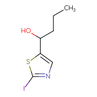 Chemical structure of 1-(2-iodo-1,3-thiazol-5-yl)butan-1-ol - CSSB21246457033