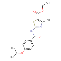 Chemical structure of ethyl 4-methyl-2-[4-(propan-2-yloxy)benzamido]-1,3-thiazole-5-carboxylate - CSSB00026379345
