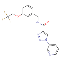 Chemical structure of 1-(pyridin-3-yl)-N-{[3-(2,2,2-trifluoroethoxy)phenyl]methyl}-1H-1,2,3-triazole-4-carboxamide - CSSS00160531510