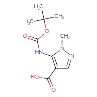 Chemical structure of 5-{[(tert-butoxy)carbonyl]amino}-1-methyl-1H-pyrazole-4-carboxylic acid - CSSB00116210836