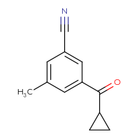 Chemical structure of 3-cyclopropanecarbonyl-5-methylbenzonitrile - CSSB00137479298