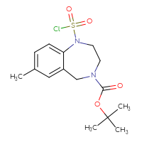 Chemical structure of tert-butyl 1-(chlorosulfonyl)-7-methyl-2,3,4,5-tetrahydro-1H-1,4-benzodiazepine-4-carboxylate - CSSB06264012686