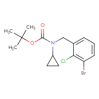 Chemical structure of tert-butyl N-[(3-bromo-2-chlorophenyl)methyl]-N-cyclopropylcarbamate - CSSB03440288673