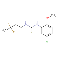 Chemical structure of 1-(5-chloro-2-methoxyphenyl)-3-(3,3-difluorobutyl)thiourea - CSSB02020692142
