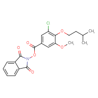 Chemical structure of 1,3-dioxo-2,3-dihydro-1H-isoindol-2-yl 3-chloro-5-methoxy-4-(3-methylbutoxy)benzoate - CSSB00133016032
