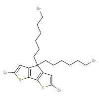 Chemical structure of 4,10-dibromo-7,7-bis(6-bromohexyl)-3,11-dithiatricyclo[6.3.0.0²,⁶]undeca-1(8),2(6),4,9-tetraene - CSSB02495334025