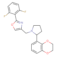 Chemical structure of 2-(2,6-difluorophenyl)-4-{[2-(2,3-dihydro-1,4-benzodioxin-5-yl)pyrrolidin-1-yl]methyl}-1,3-oxazole - CSSS00581359201