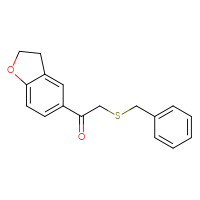 Chemical structure of 2-(benzylsulfanyl)-1-(2,3-dihydro-1-benzofuran-5-yl)ethan-1-one - CSSB15125545579