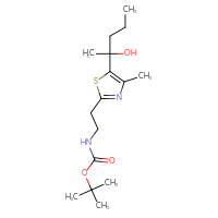 Chemical structure of tert-butyl N-{2-[5-(2-hydroxypentan-2-yl)-4-methyl-1,3-thiazol-2-yl]ethyl}carbamate - CSSB20846911209