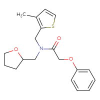 Chemical structure of N-[(3-methylthiophen-2-yl)methyl]-N-[(oxolan-2-yl)methyl]-2-phenoxyacetamide - CSSB00027511771
