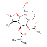 Chemical structure of (3aS,4S,5S,11aR)-5-(acetyloxy)-6-formyl-10-(hydroxymethyl)-3-methylidene-2-oxo-2H,3H,3aH,4H,5H,8H,9H,11aH-cyclodeca[b]furan-4-yl 2-methylprop-2-enoate - CSSB00159261889
