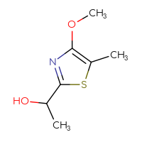 Chemical structure of 1-(4-methoxy-5-methyl-1,3-thiazol-2-yl)ethan-1-ol - CSSB20686448282