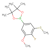 Chemical structure of 2-[4-fluoro-3-methoxy-5-(methylsulfanyl)phenyl]-4,4,5,5-tetramethyl-1,3,2-dioxaborolane - CSSB03439810026