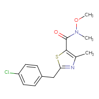 Chemical structure of 2-[(4-chlorophenyl)methyl]-N-methoxy-N,4-dimethyl-1,3-thiazole-5-carboxamide - CSSB21151593063