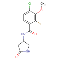 Chemical structure of 4-chloro-2-fluoro-3-methoxy-N-(5-oxopyrrolidin-3-yl)benzamide - CSSB06494943301